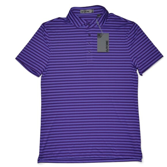 G/FORE Perforated Golf Polo Shirt Mens Size S Purple Stripe Moisture Wicking NWT - Picture 2 of 10
